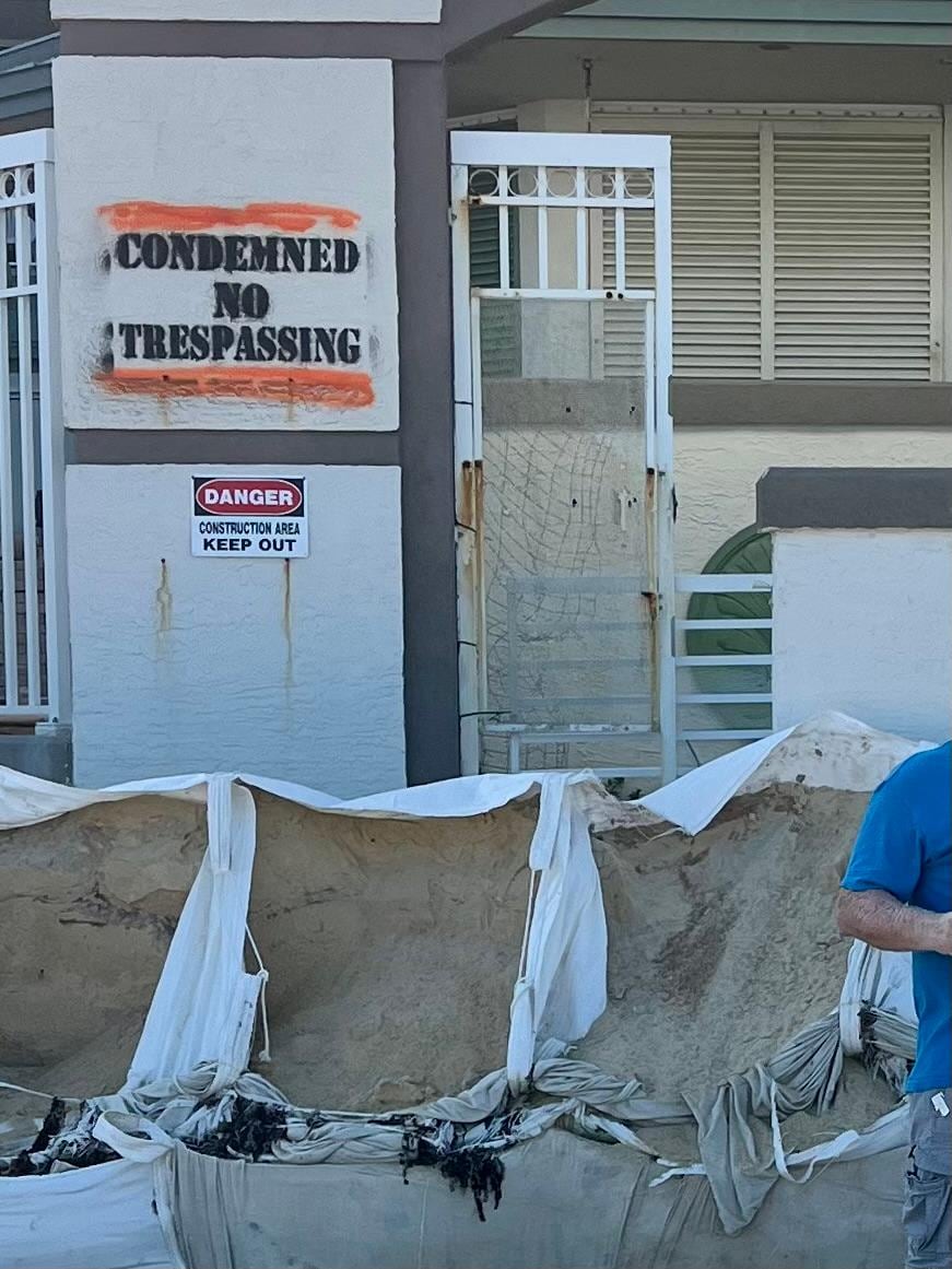 This is the outside of the building facing the ocean.