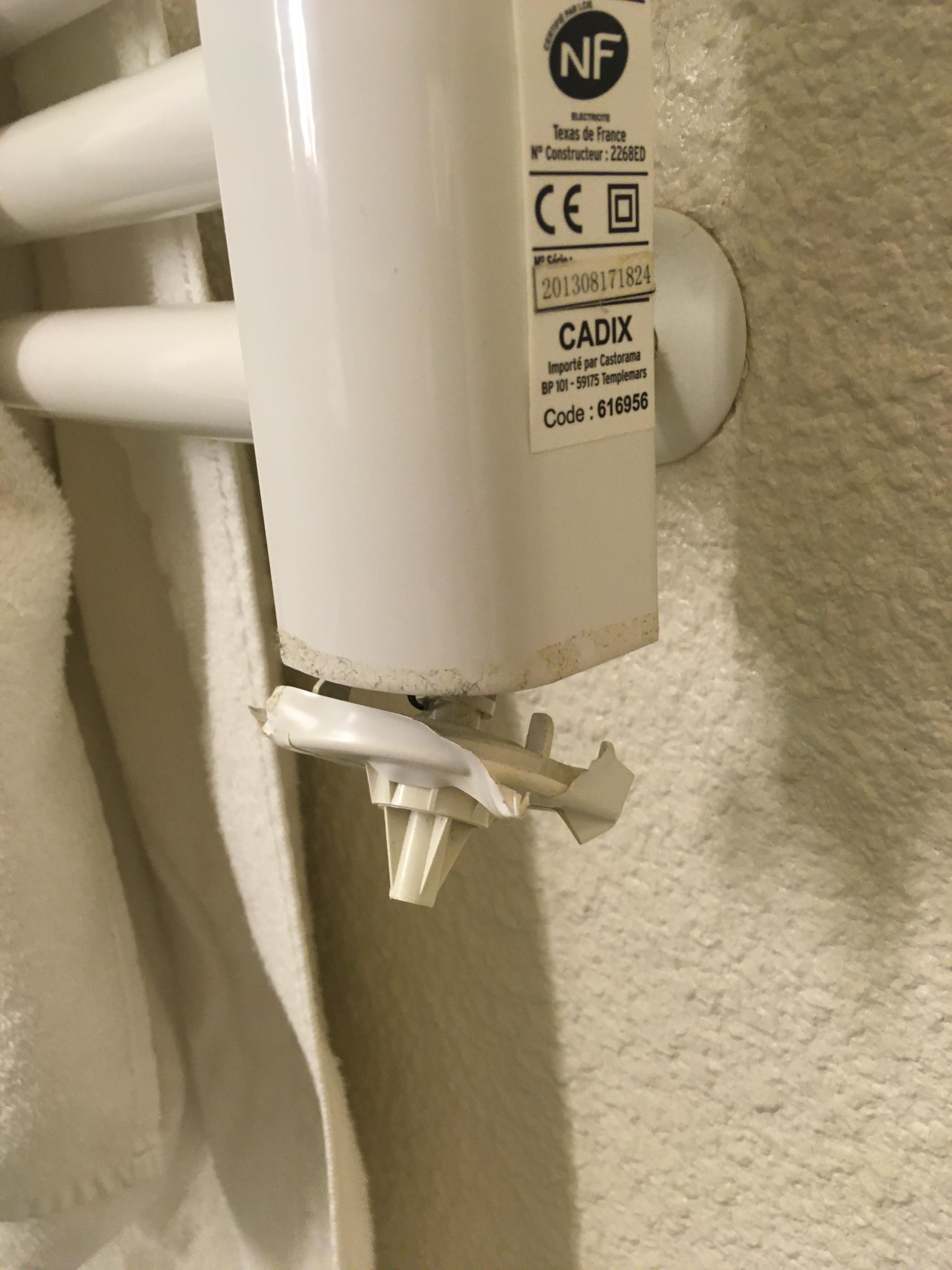 towel heater electrics exposed