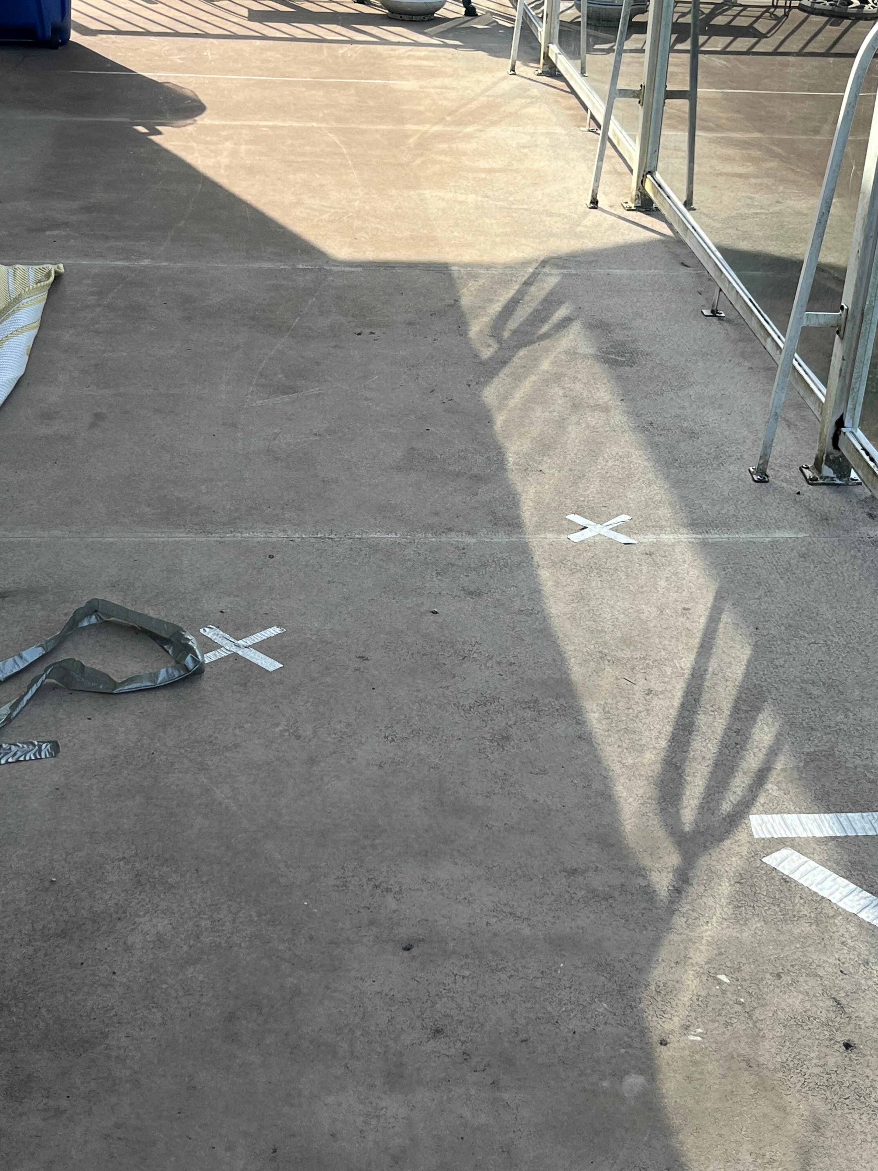 Main deck, we x marked the spots where your foot would fall through.