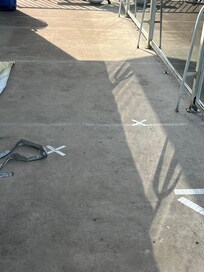 Main deck, we x marked the spots where your foot would fall through.