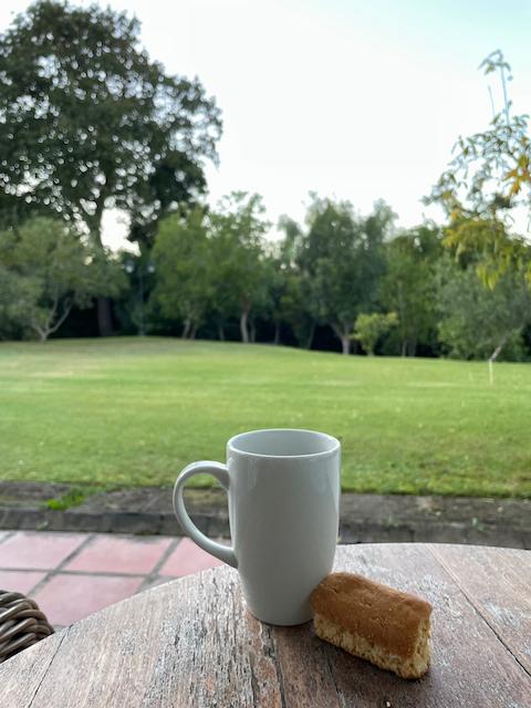 Early morning coffee on our private terrace.