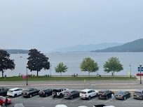 Diner looking at lake george