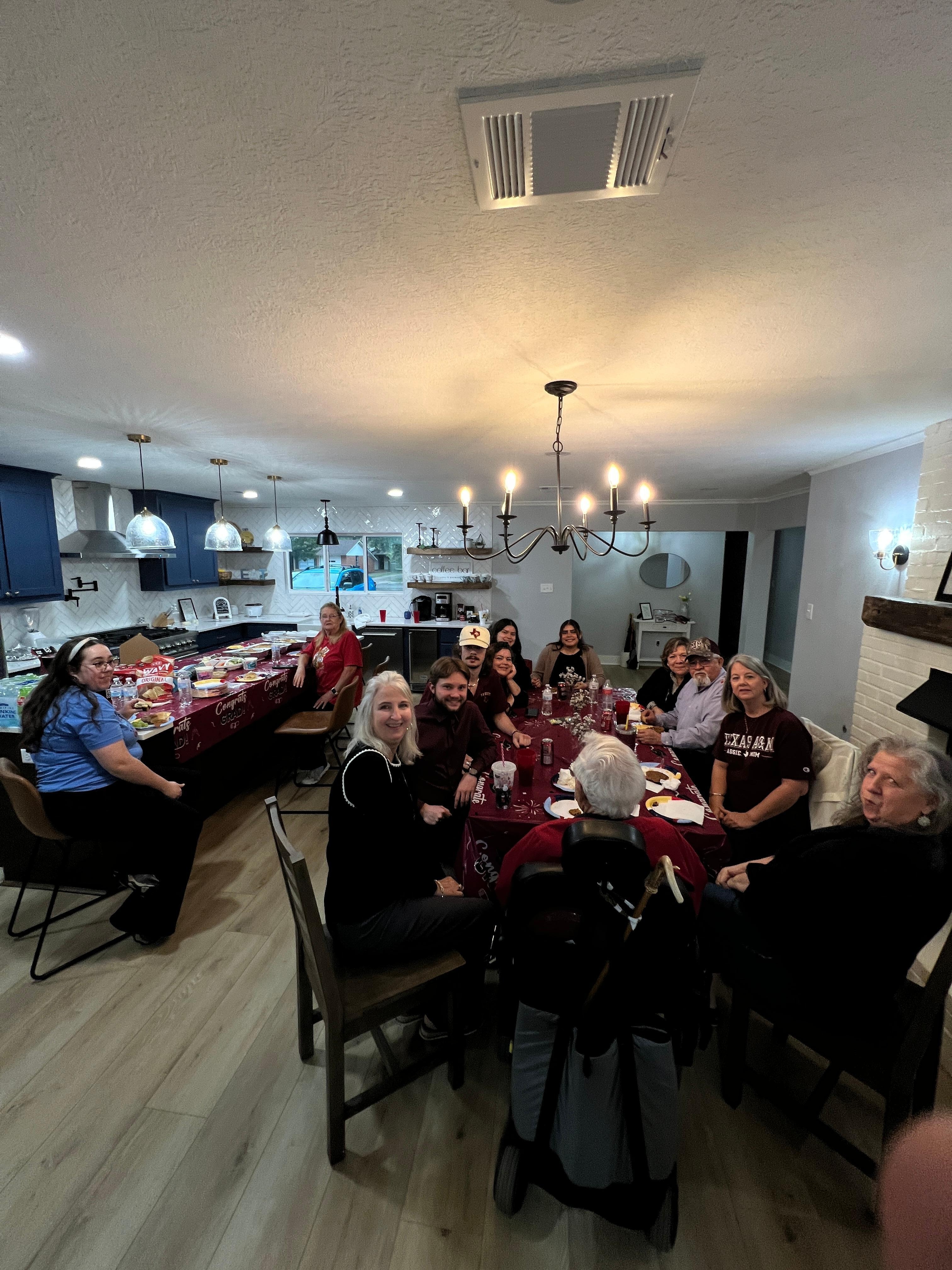 Kitchen dining area is huge. It was perfect for family to gather before graduation. 