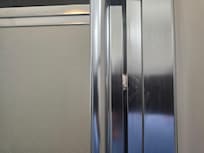 Shower door in main bathroom would not latch. Put paper in door to keep closed when I left. Dryer was very noisy and there was no ironing board available.