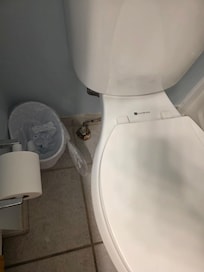 Leaking toilet with damage