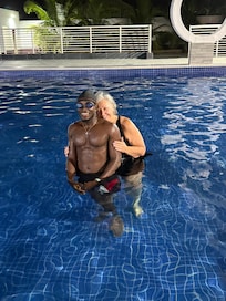 Enjoying the swimming pool
