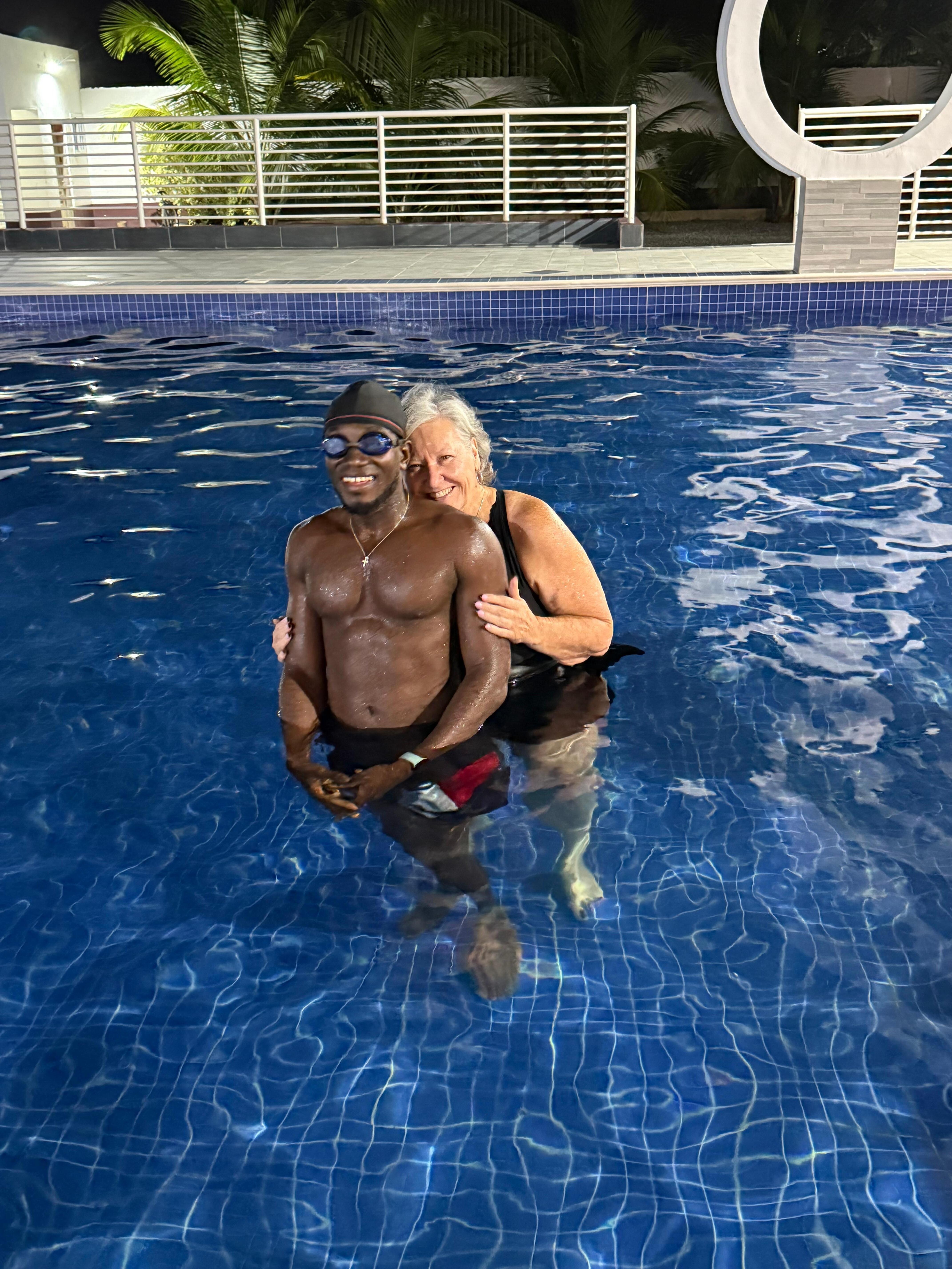 Enjoying the swimming pool