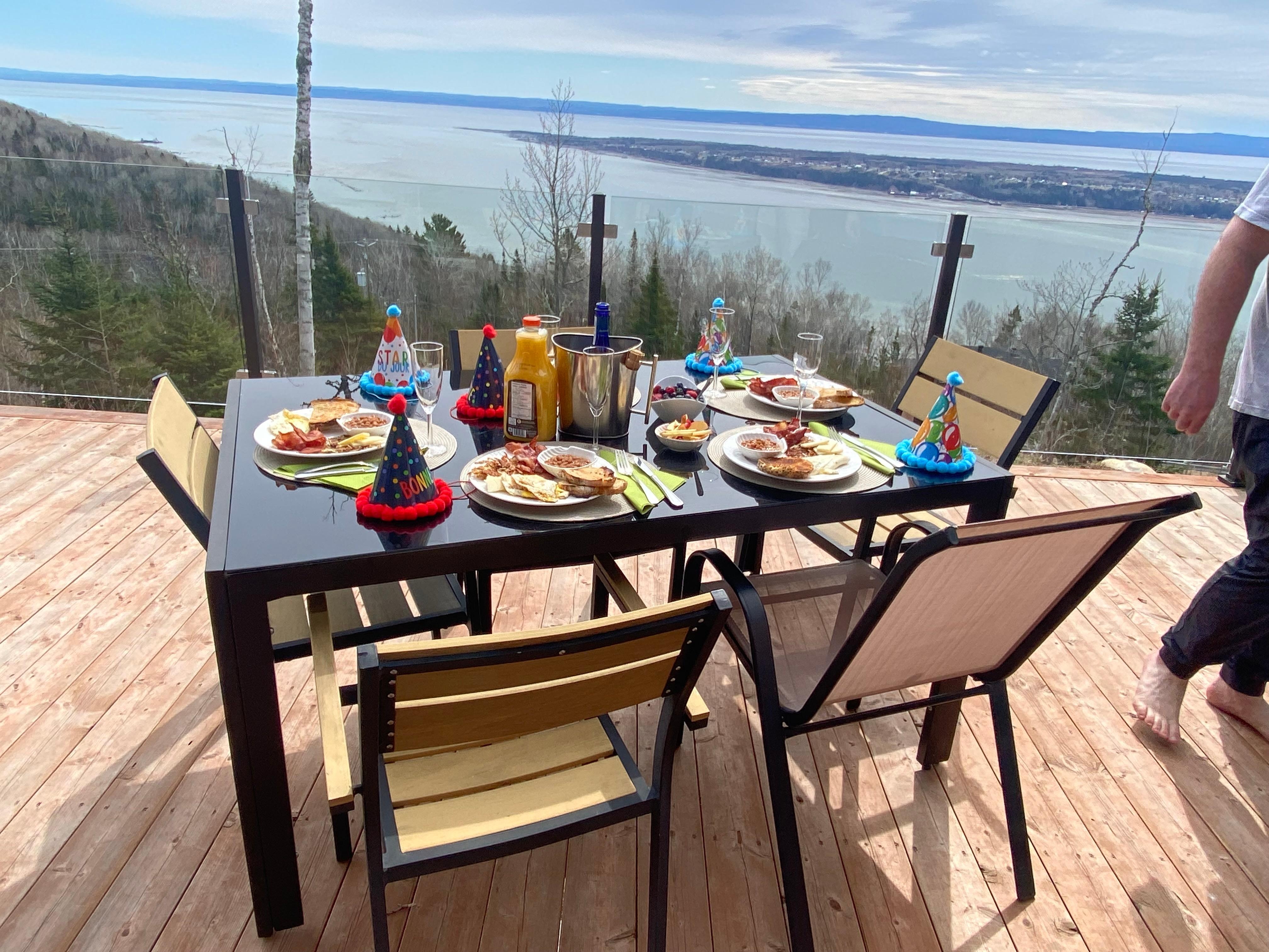 Birthday breakfast on the deck