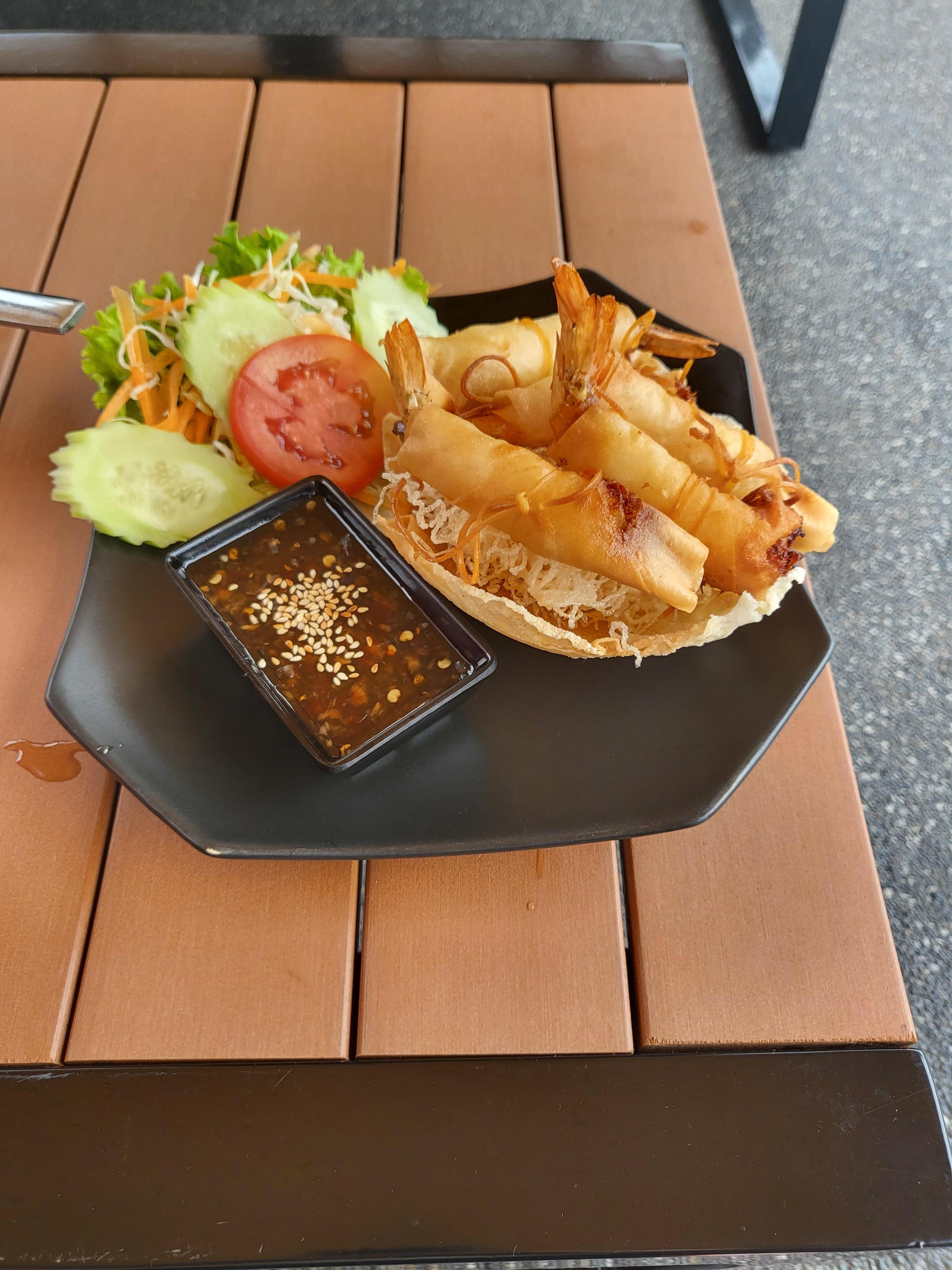 Spring rolls for a snack definitely exceeded expectations. 