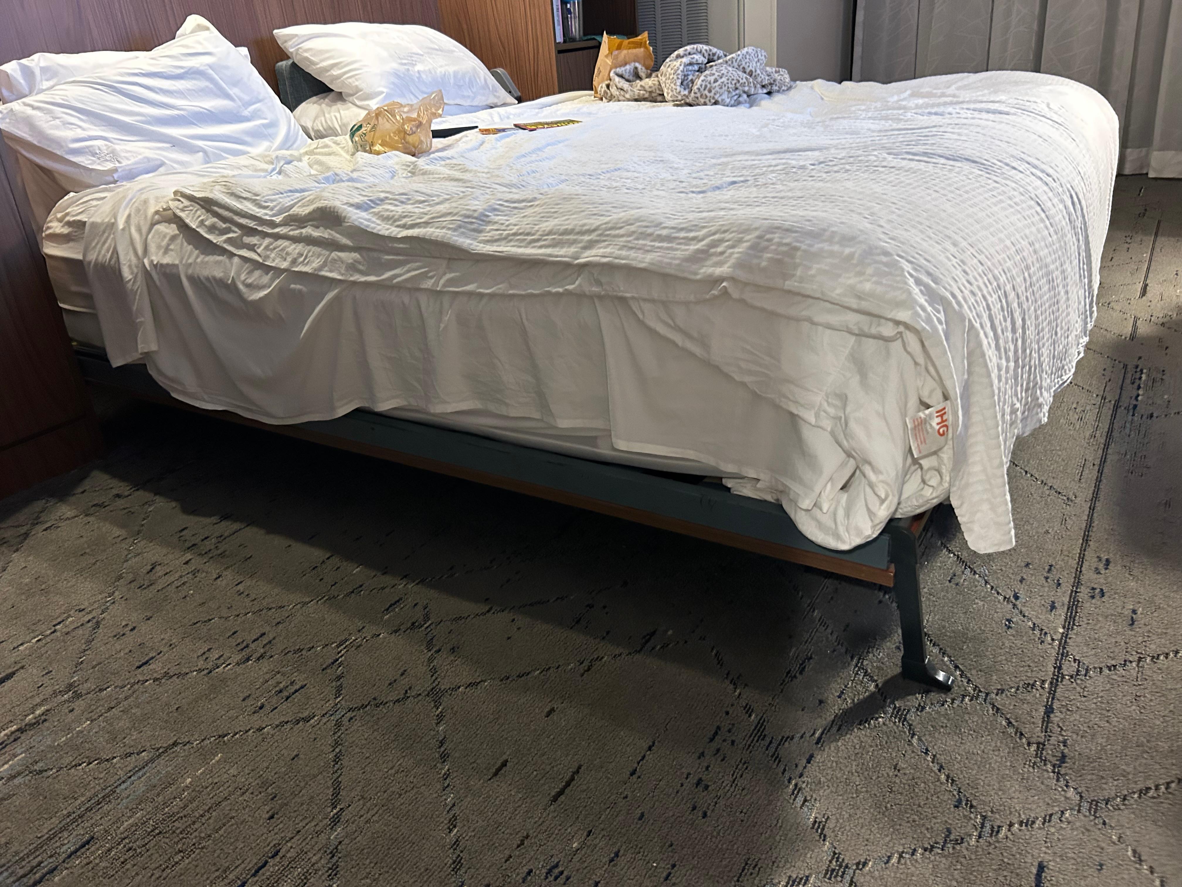 The bed with bars for a frame and no headboard. It was like sleeping on a pullout couch. Not comfortable at all. 