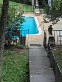 Looking down from the 2nd floor of the Guest House onto the saltwater pool.