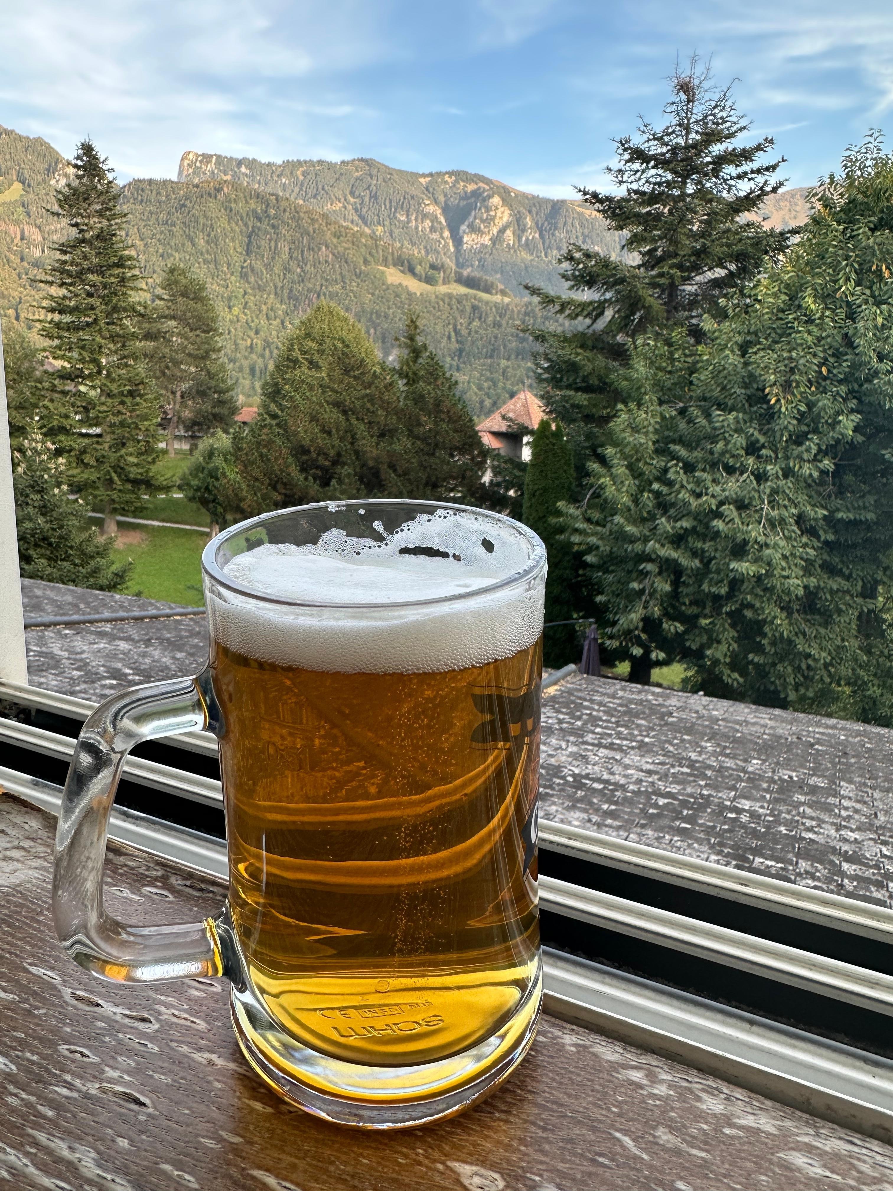 Beer at the hotel restaurant with the view.