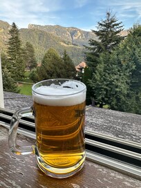 Beer at the hotel restaurant with the view.