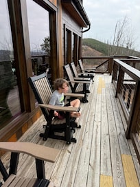 Plenty of seating on back deck.