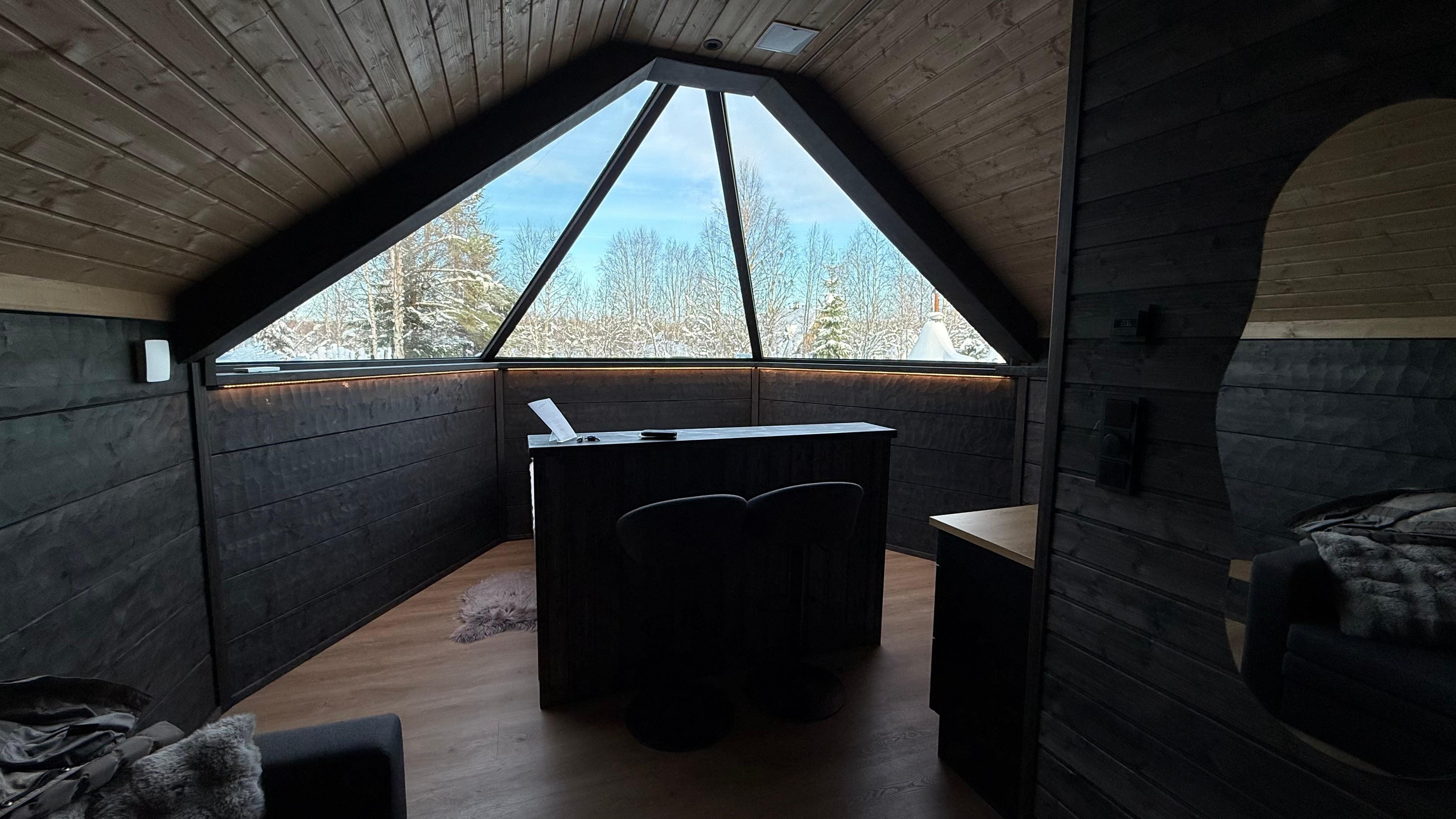 Bett direkt unter dem Glasdach. 