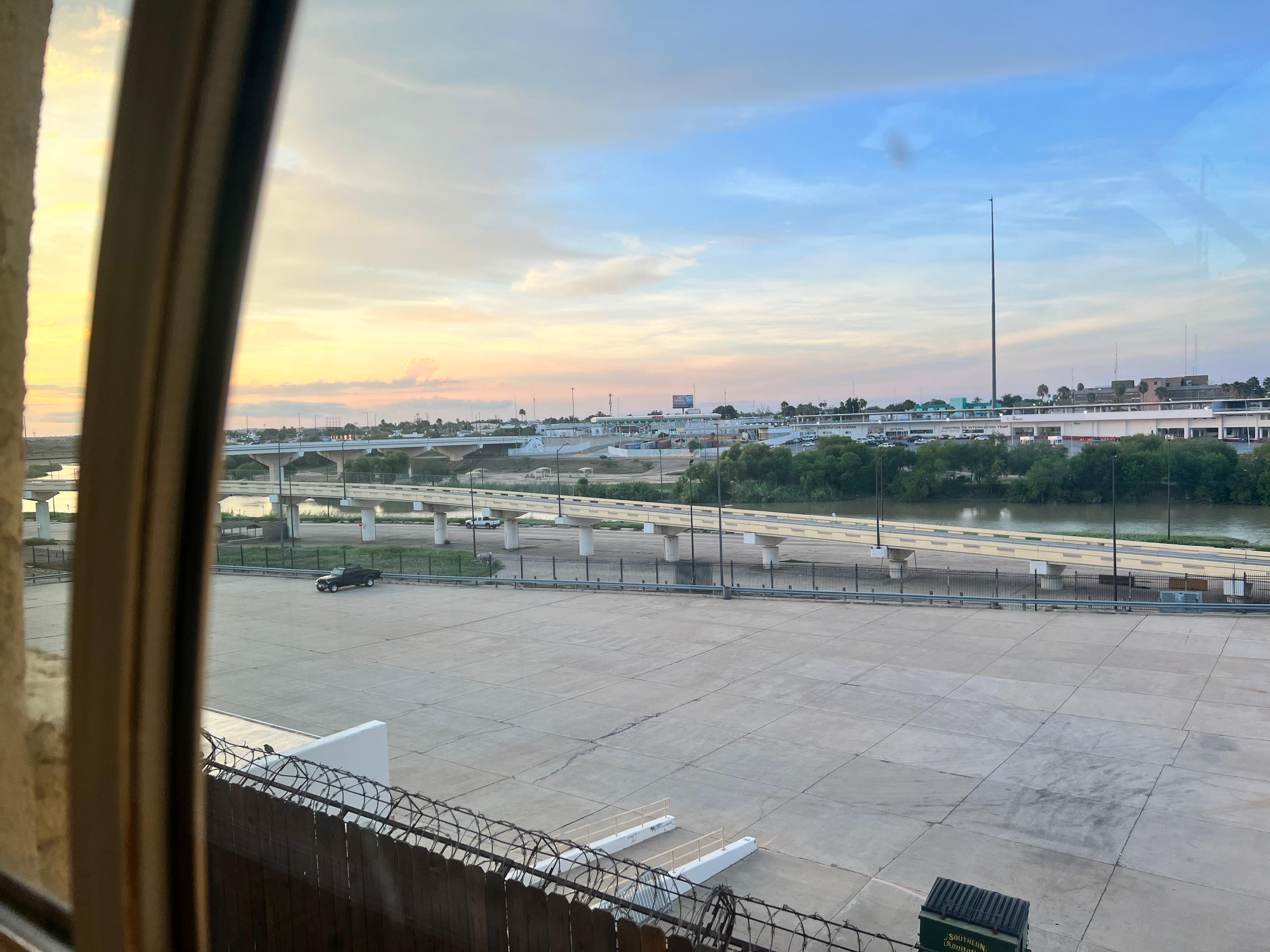 Picture from 1st floor hallway: International Bridge #2, The Rio Grande River, and Nuevo Laredo another river. 