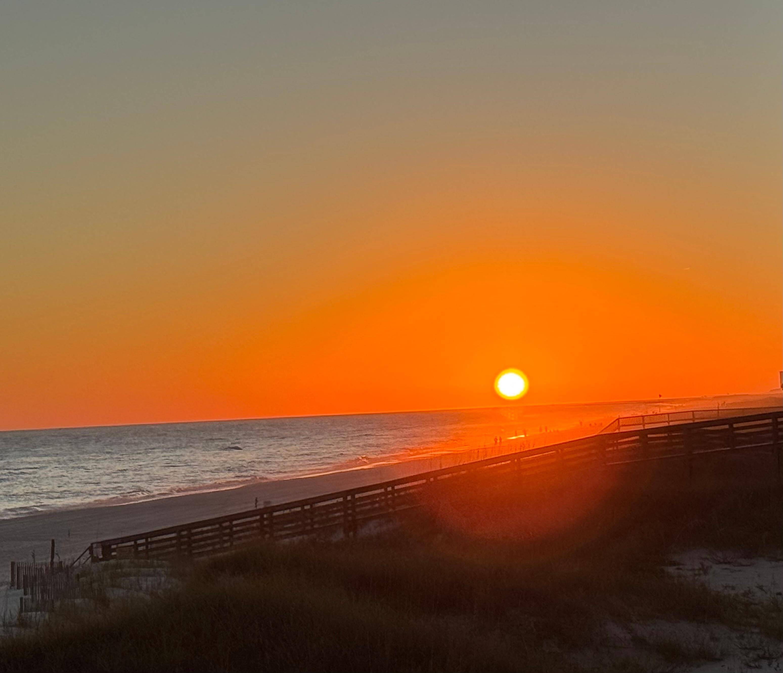 Balcony view of sunset. 