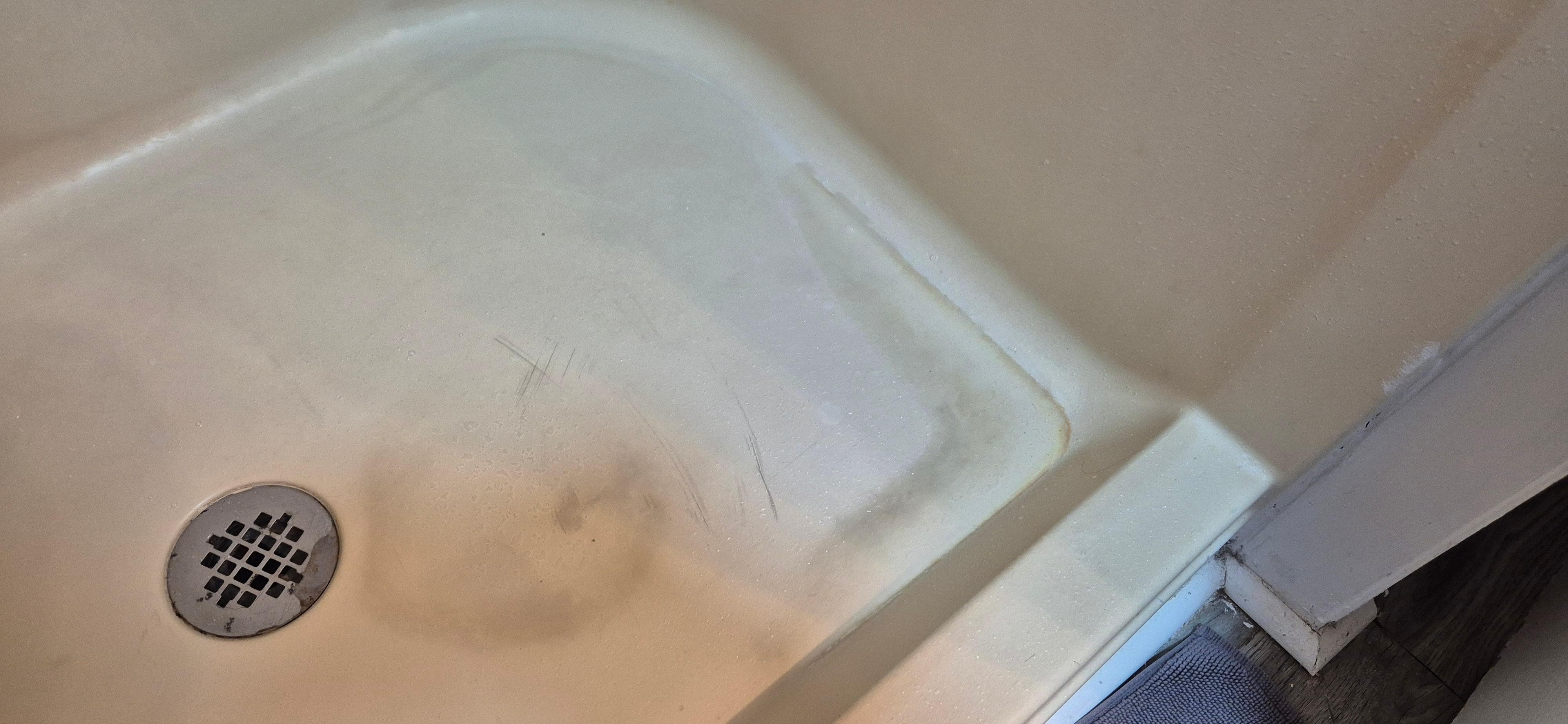 Stains in shower. 