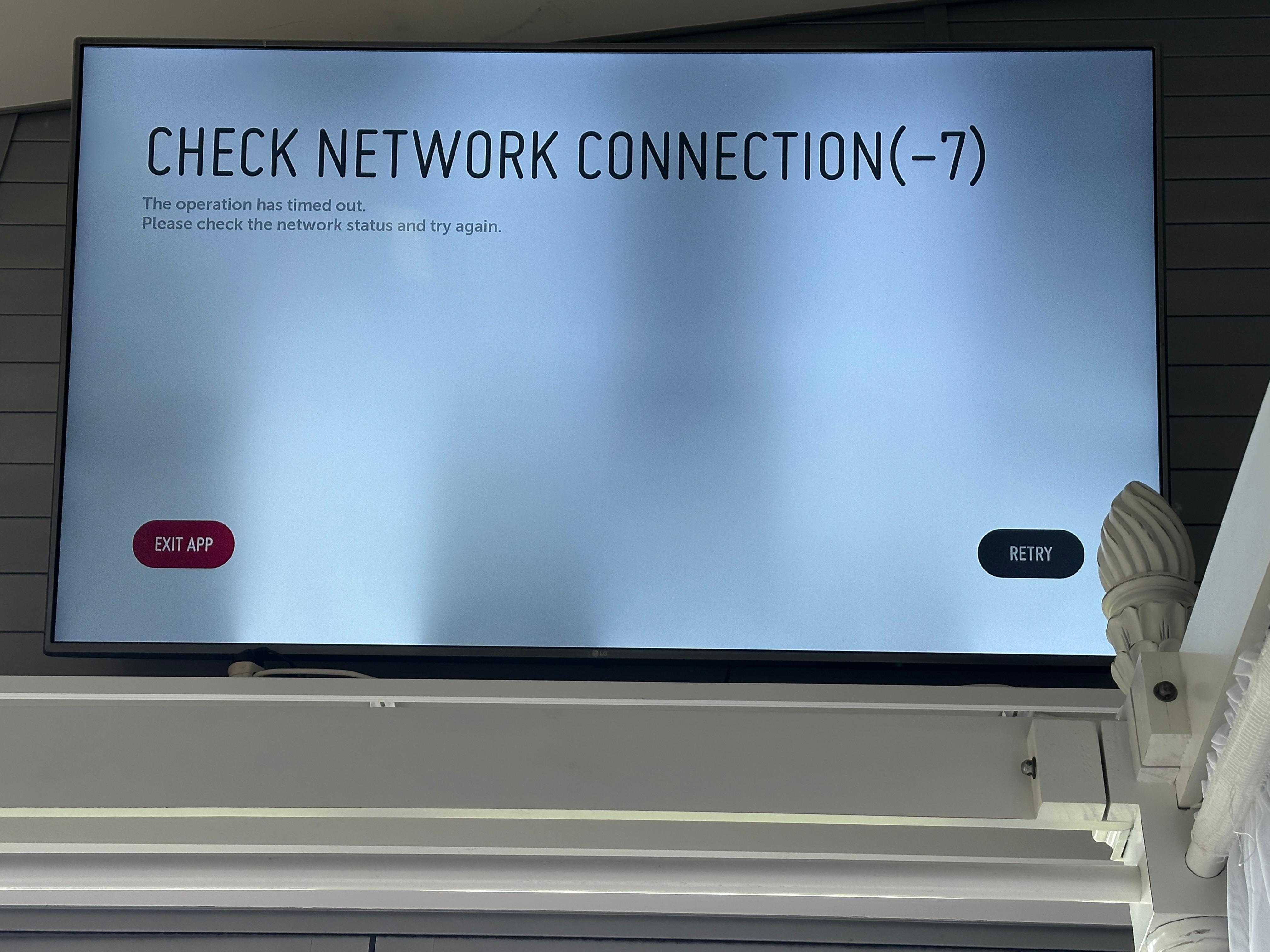 Televisions not programmed or functional due to wi-fi concerns. 