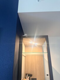 Old crusty towel on shelf.