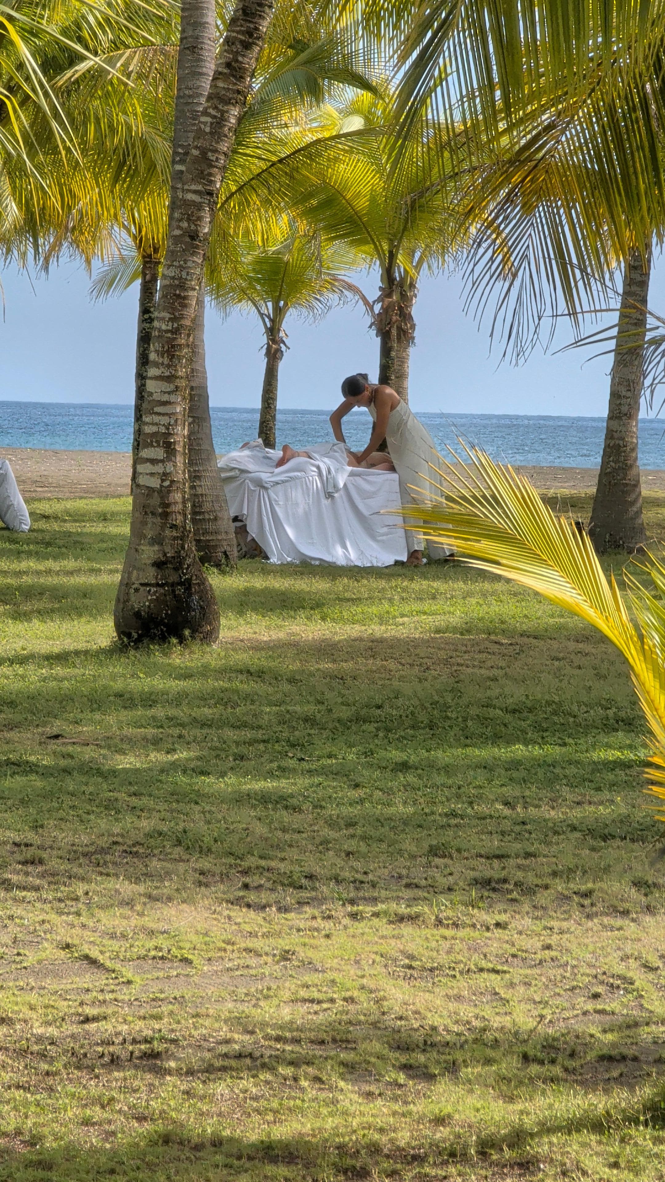 Massage within the palms.