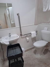 Bathroom trolley helpful as no storage.