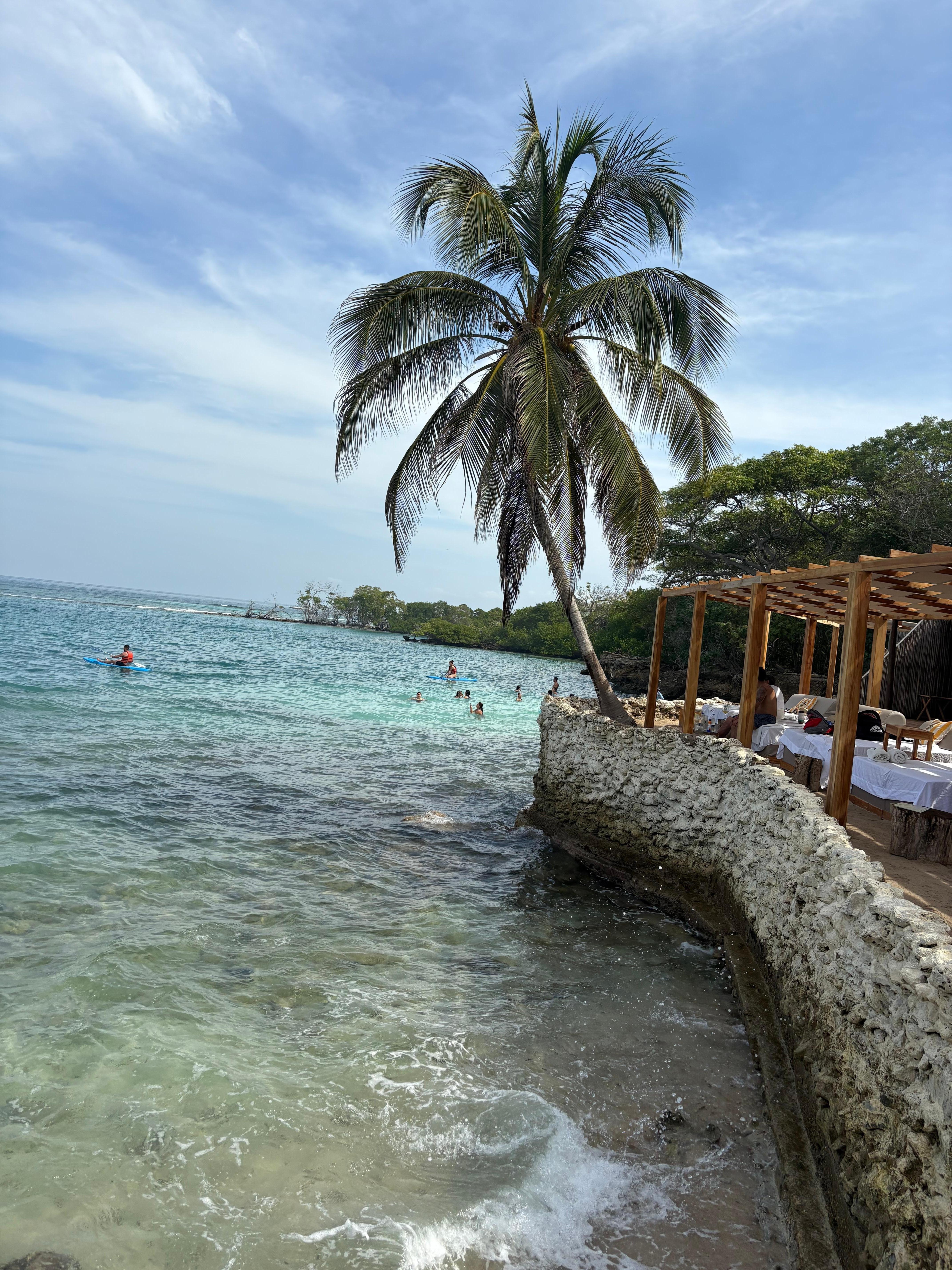 No beach here… ( beach is literally 15 feet long )just slippery concrete next to ocean 