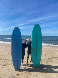 Surfing steps away from the house!