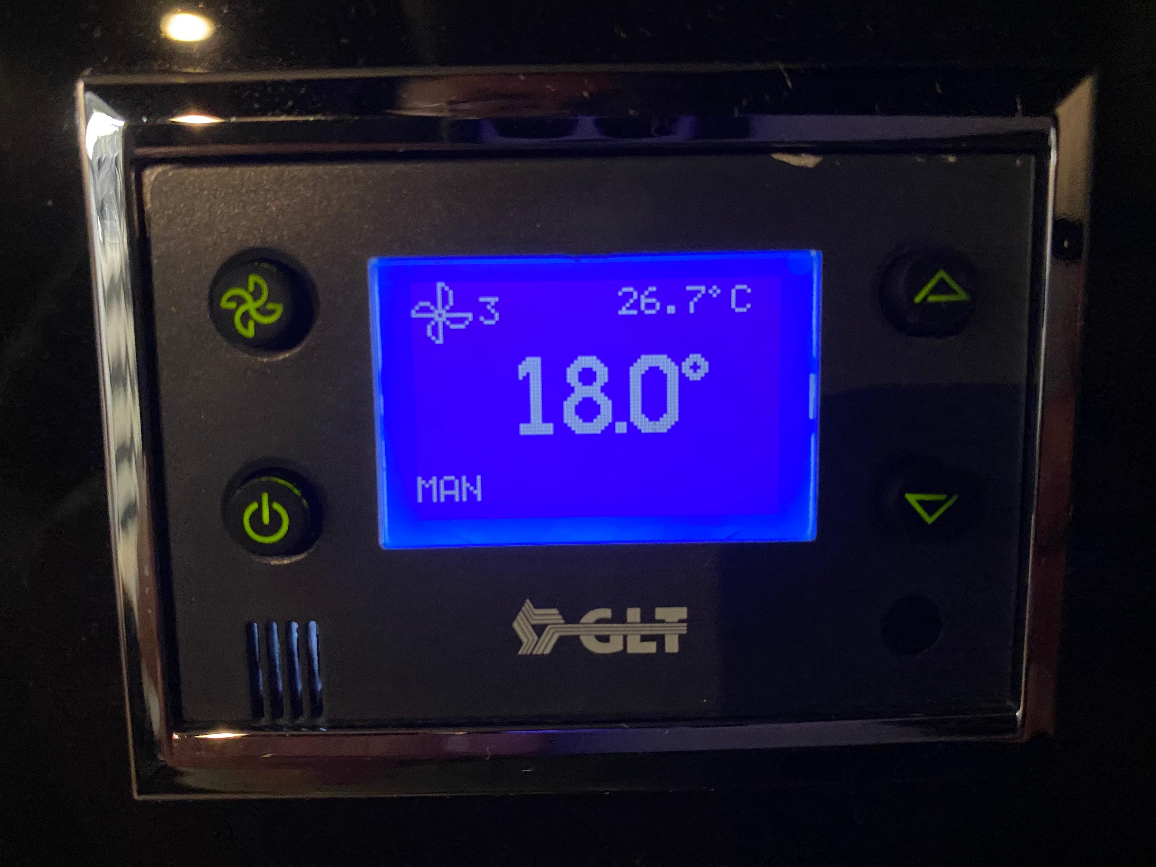 upper right corner shows the actual temperature after two days constant work with this settings: 18 degrees with maximum ventilation 