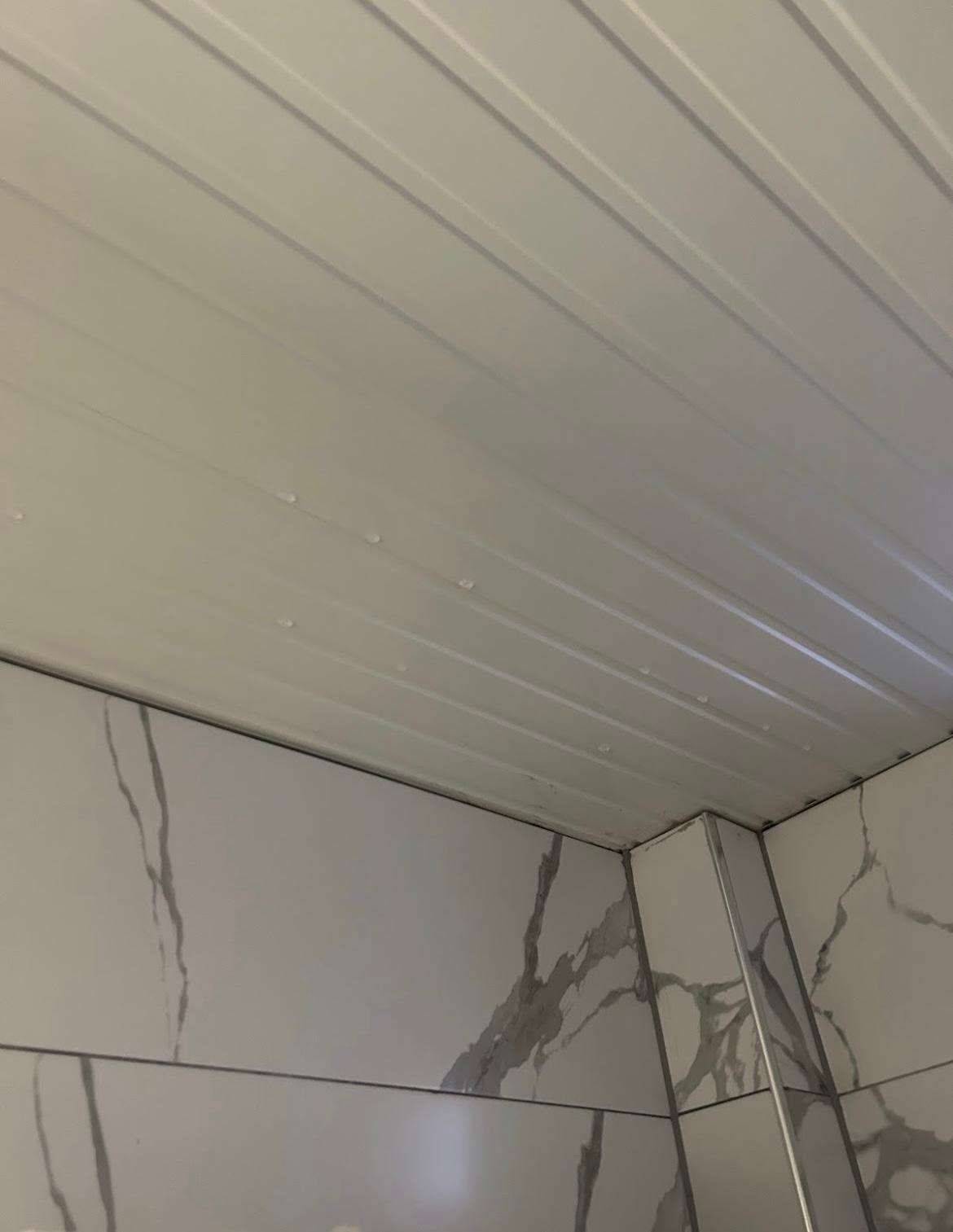 Waterfall from bathroom ceiling