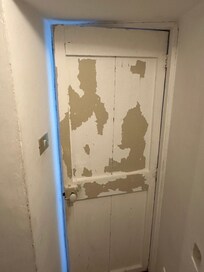The doors are really charming (this is bathroom door)
