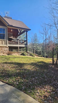 Side of cabin leading to the back yard.