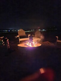 Campfire on the beach at night