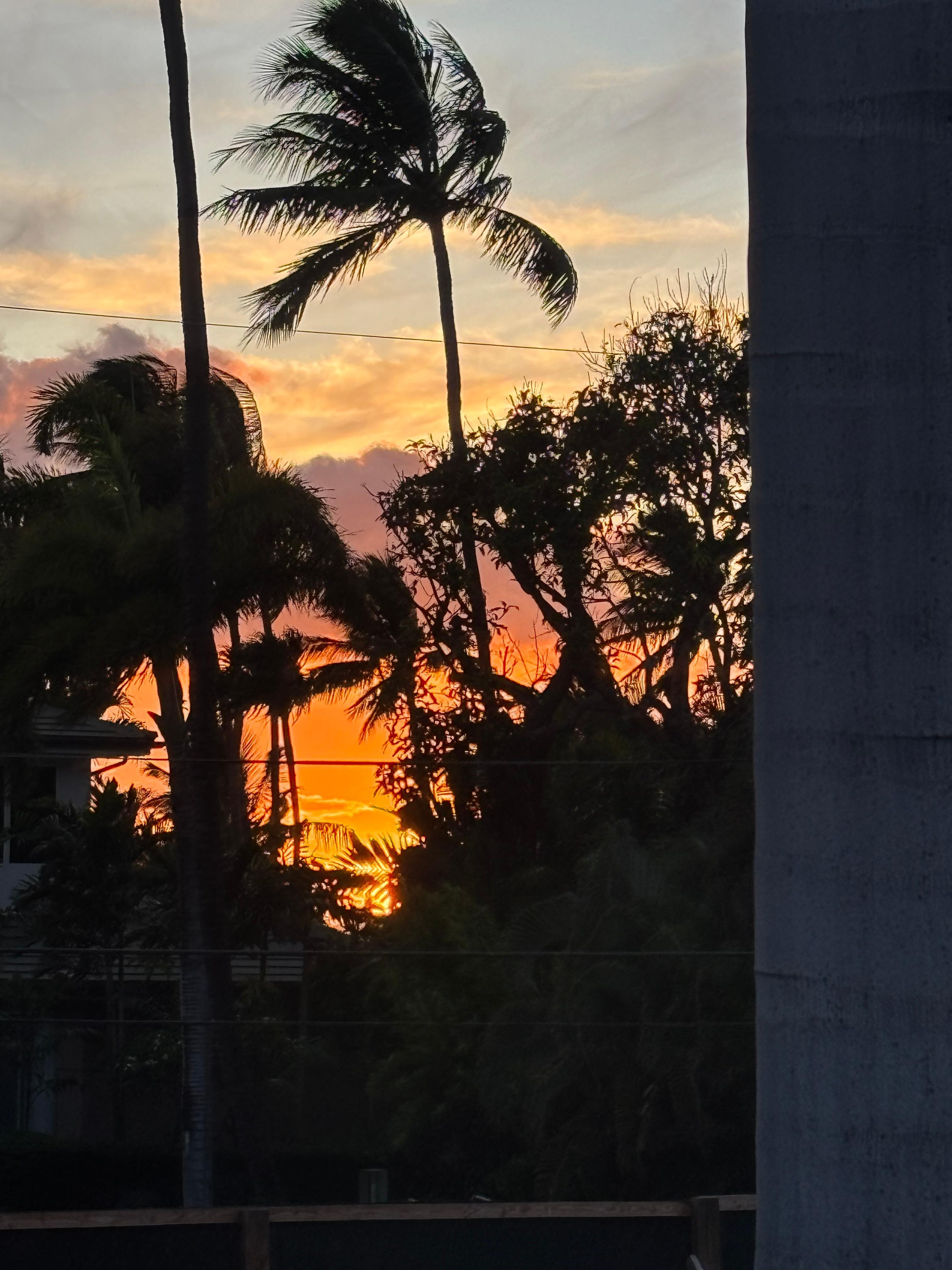 Sunset from upper deck of house. 