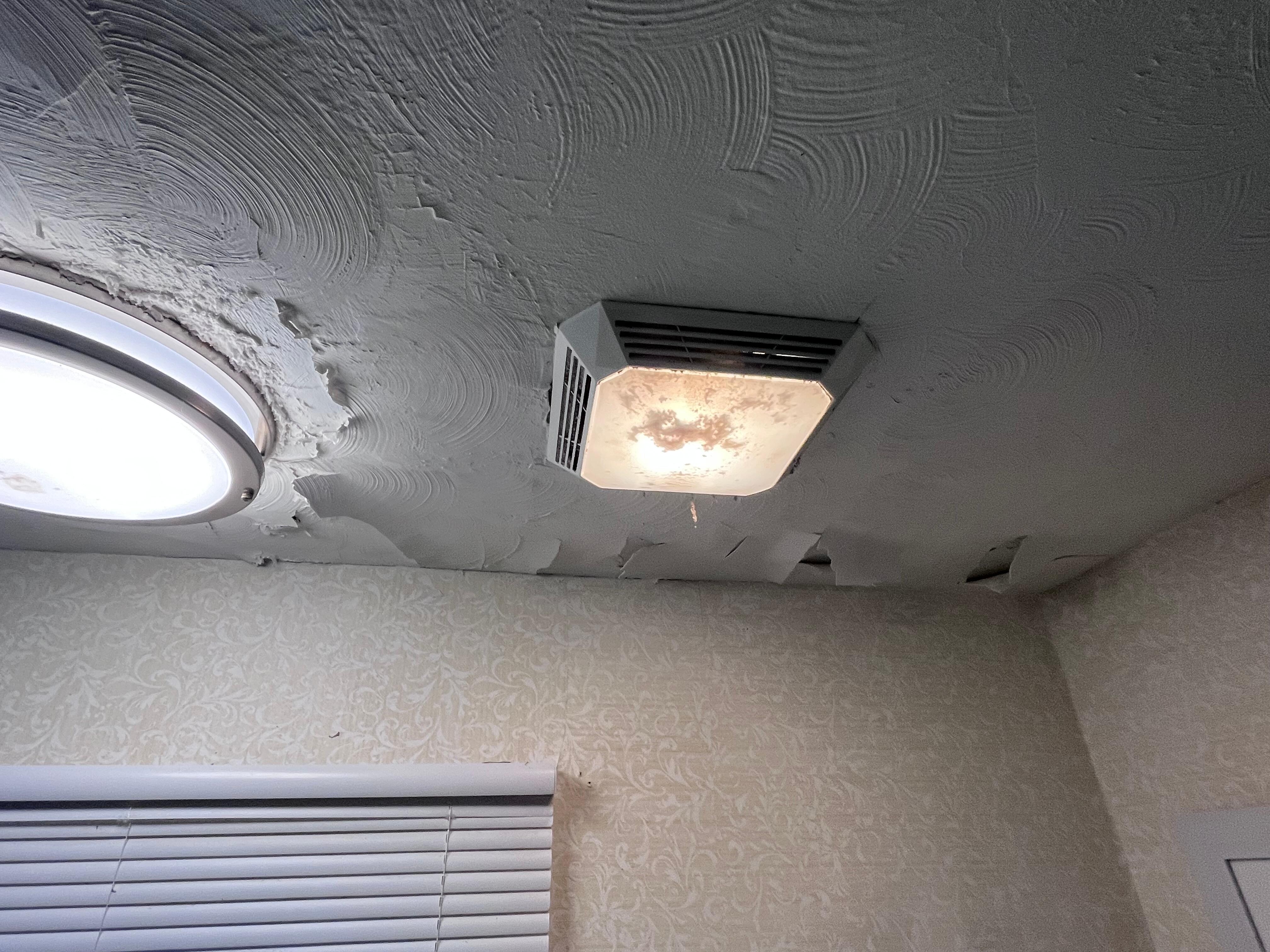 bathroom ceiling, peeling paint