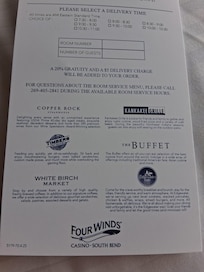 The in room menu