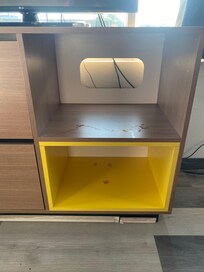 Cheeze its and stains on dresser