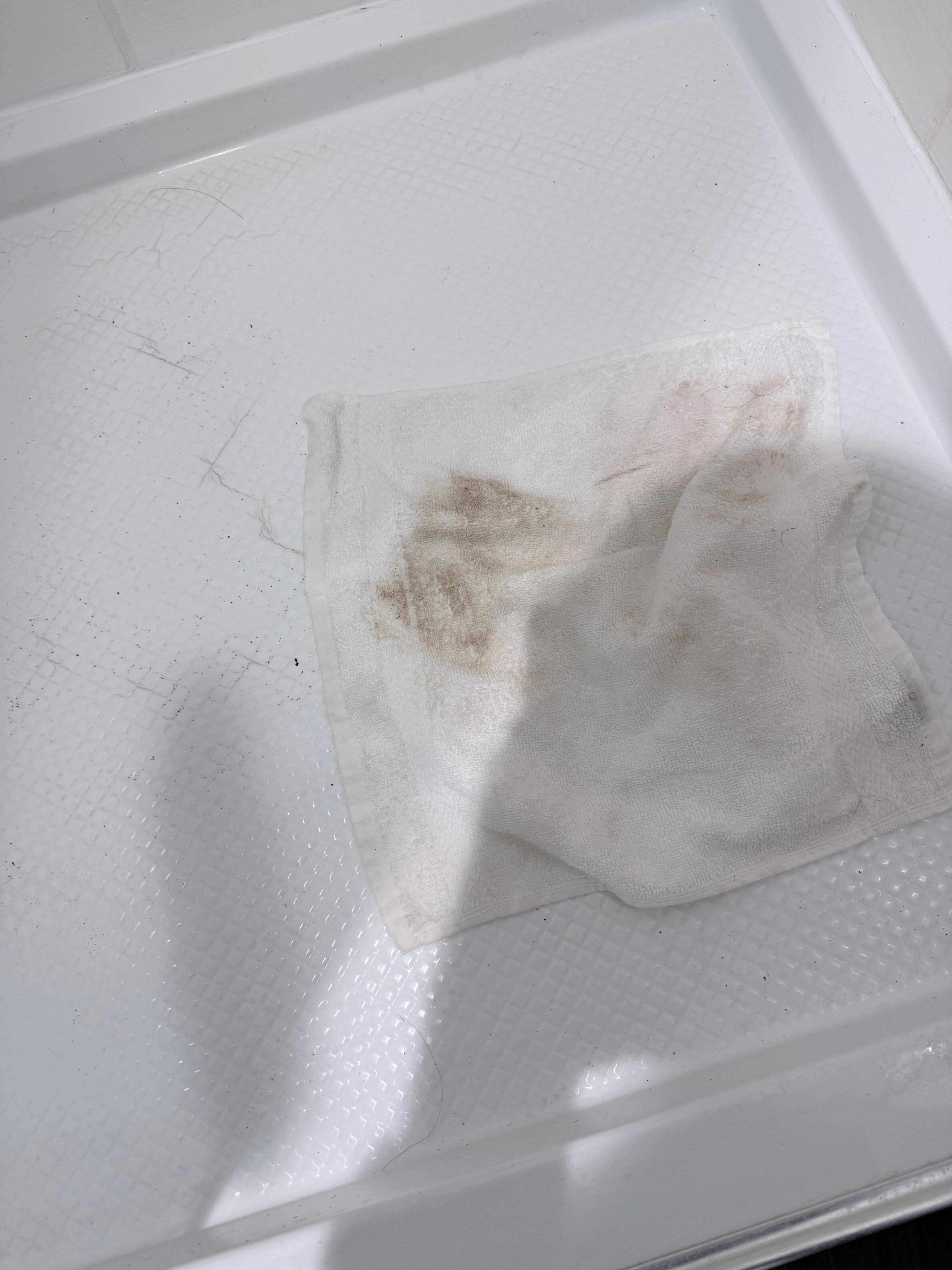 What the towel looked like after I attempted to clean it myself 