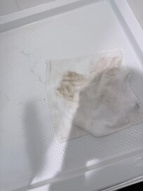 What the towel looked like after I attempted to clean it myself