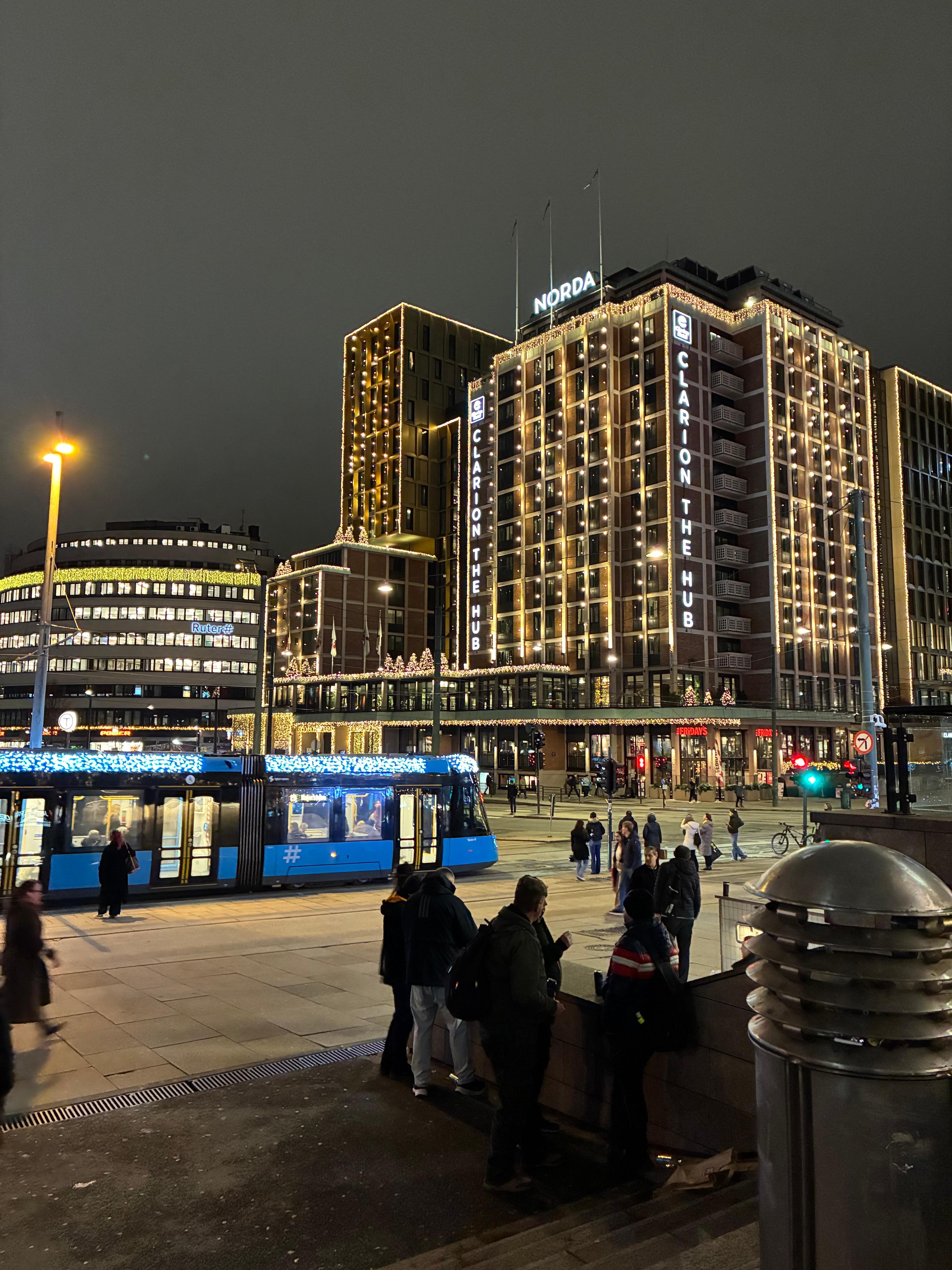 Christmas Lights with tram, photo take near train station