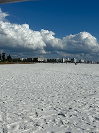 Blue sky, white sand and just plain beautiful.