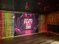 Decorating the stage for the big party