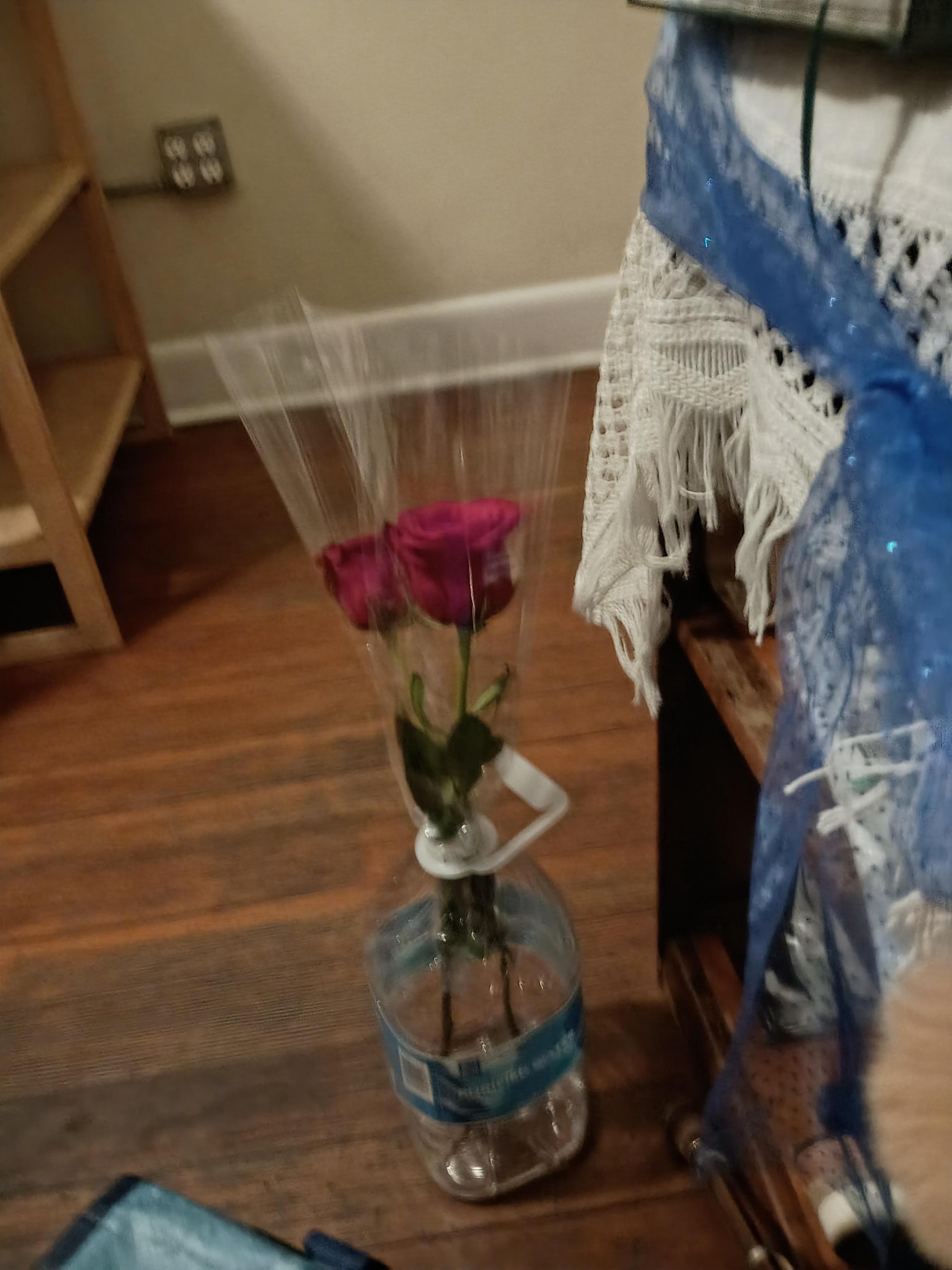 Christmas morning I found 2 roses outside the 
Front door and kept them 
in my room. So lovely 