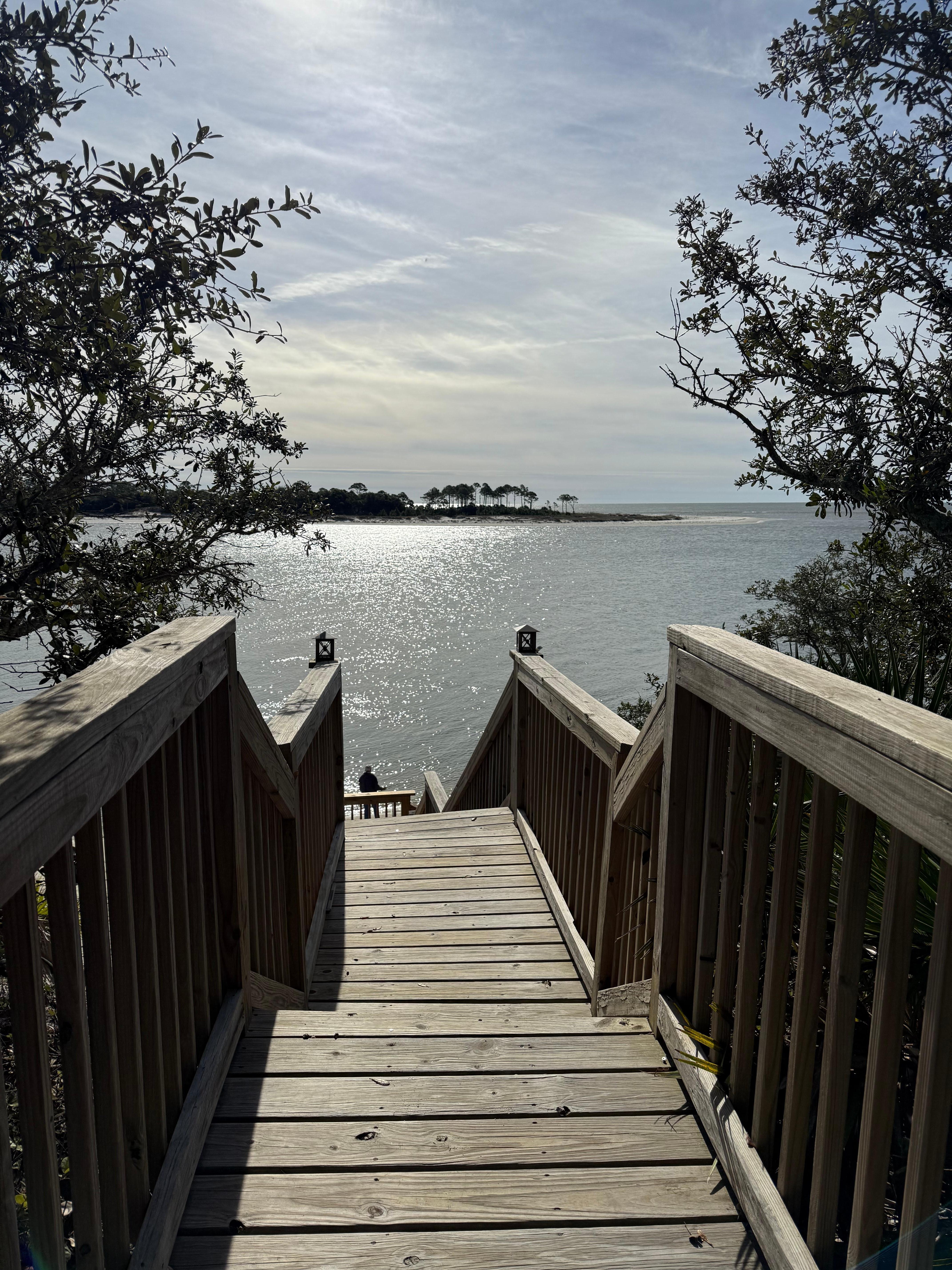The view walking down to the sound. 