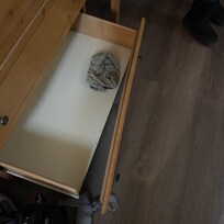 Dirty underwear left in room, drawer broken