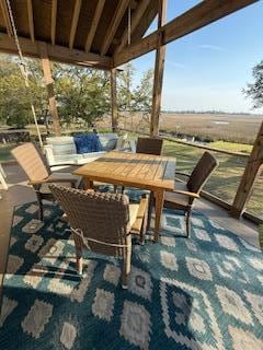 Porch swing, table & chairs (all so comfy)
