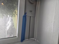 Painters tape did not hold the frame in place. Outside hot air seeping through the hole.