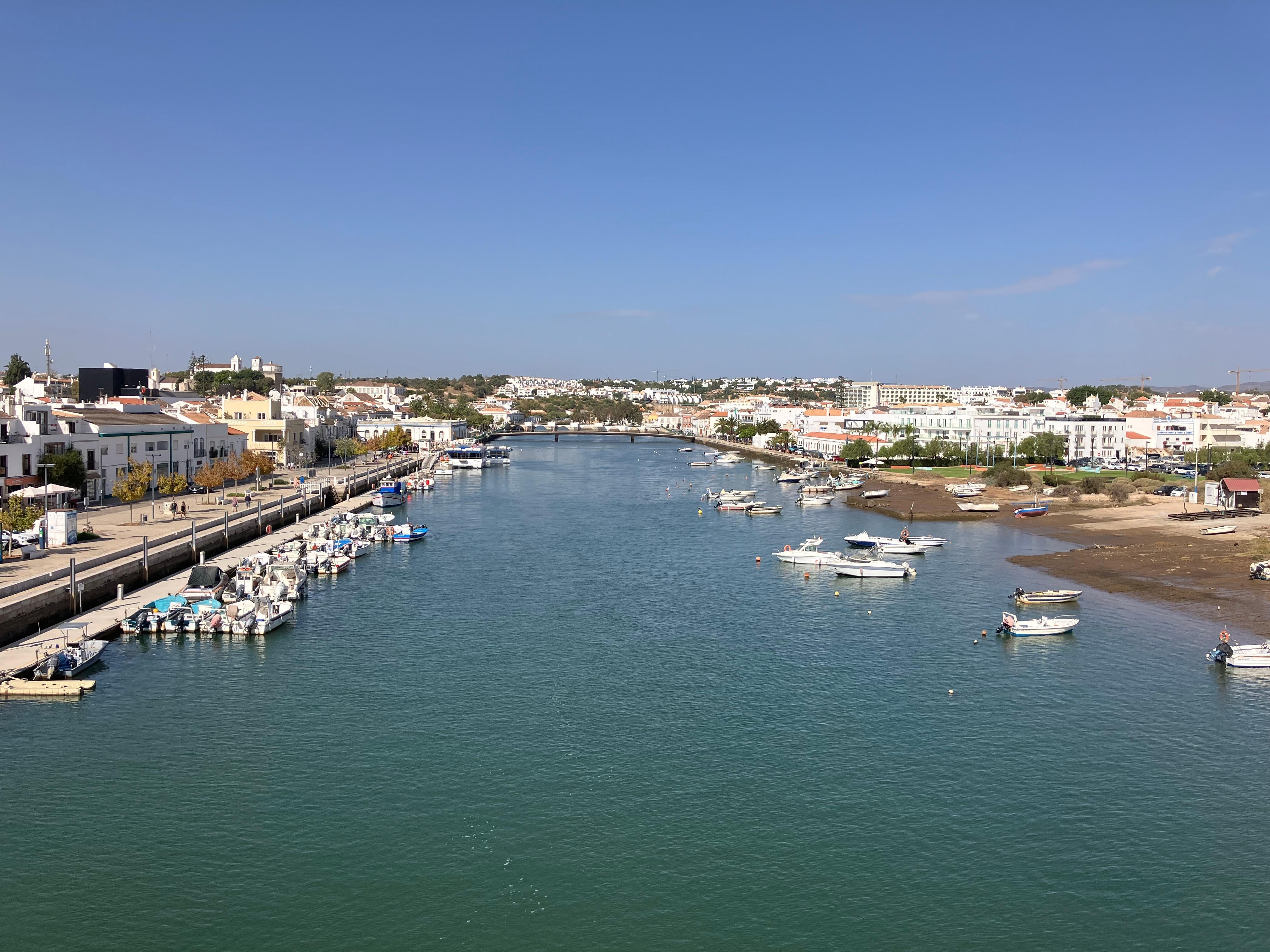 View off the main road bridge looking towards Tavira