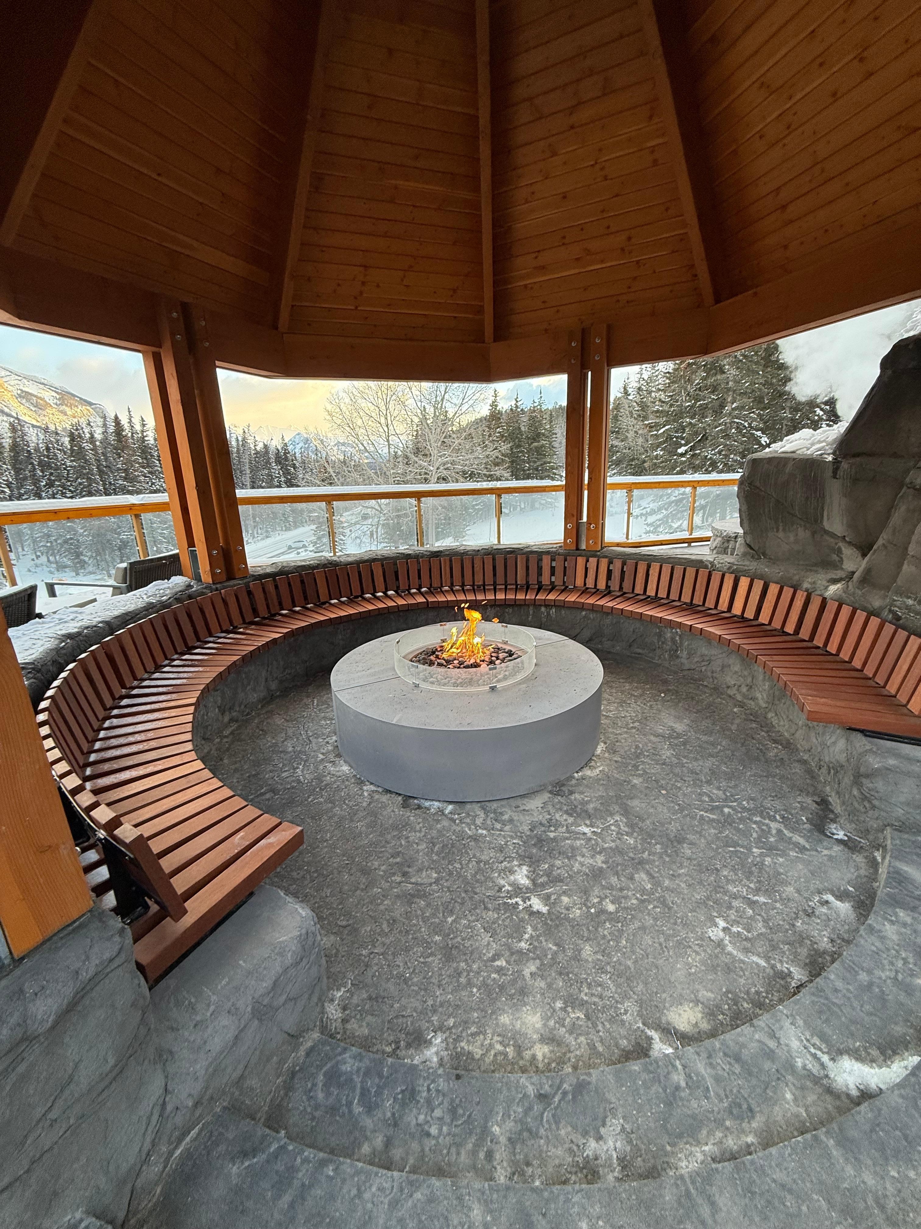 Fire pit by hot tub