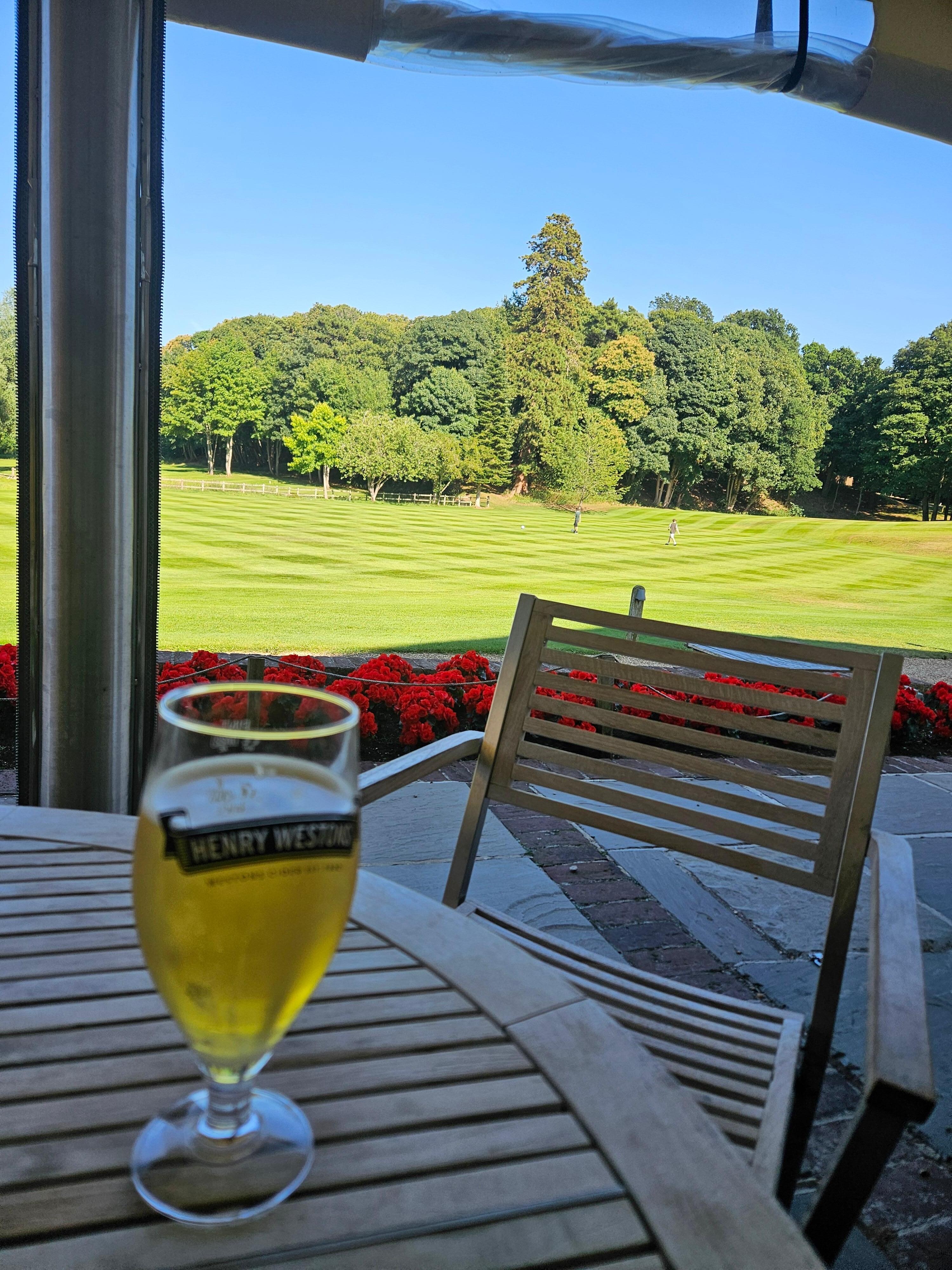 A drink overlooking the lawn 